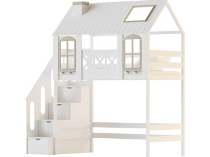 Childrens bed loft house Asnen - with ladder chest of drawers Modelo 3D