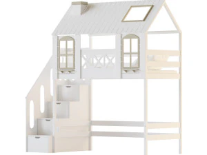 Childrens bed loft house Asnen - with ladder chest of drawers 3D Model