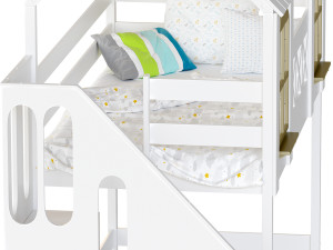 Childrens bed loft house Asnen - with ladder chest of drawers Modelo 3D