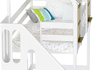 Childrens bed loft house Asnen - with ladder chest of drawers 3D Model