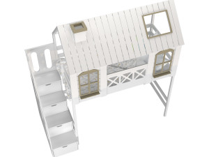 Childrens bed loft house Asnen - with ladder chest of drawers Modelo 3D