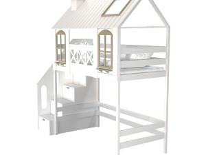 Childrens bed loft house Asnen - with ladder chest of drawers Modelo 3D