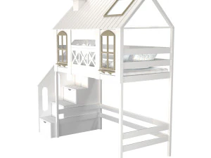 Childrens bed loft house Asnen - with ladder chest of drawers 3D Model