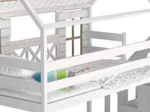 Childrens bed loft house Asnen - with ladder chest of drawers 3D Model