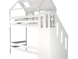 Childrens bed loft house Asnen - with ladder chest of drawers Modelo 3D