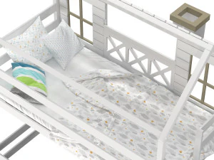 Childrens bed loft house Asnen - with ladder chest of drawers 3D Model