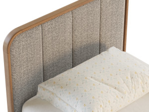 Wes Twin Upholstered Wood Bed 3D Model