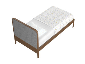 Wes Twin Upholstered Wood Bed 3D Model