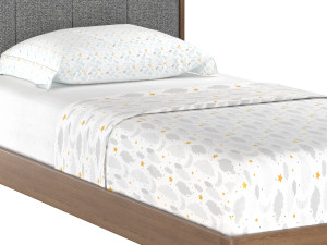 Wes Twin Upholstered Wood Bed 3D Model