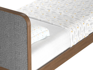Wes Twin Upholstered Wood Bed 3D Model