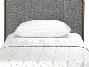 Wes Twin Upholstered Wood Bed 3D Model