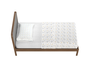 Wes Twin Upholstered Wood Bed 3D Model