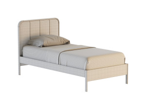 Wes Twin Upholstered Wood Bed 3D Model