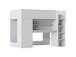 Horizon King Single Loft Bed with Shelves 3D Модель