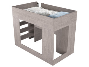 Horizon King Single Loft Bed with Shelves 3D Модель