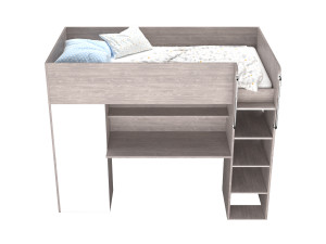 Horizon King Single Loft Bed with Shelves 3D Модель