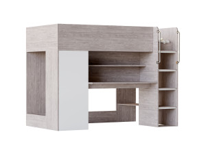 Horizon King Single Loft Bed with Shelves 3D Модель