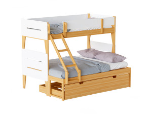 Irvine Single-Over-Double Rubberwood Bunk Bed 3D Model