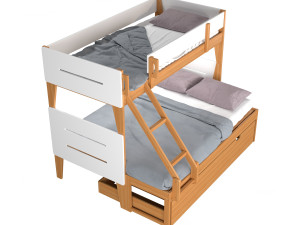 Irvine Single-Over-Double Rubberwood Bunk Bed 3D-Modell