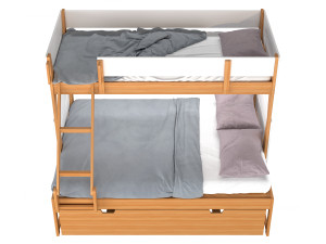 Irvine Single-Over-Double Rubberwood Bunk Bed 3D-Modell