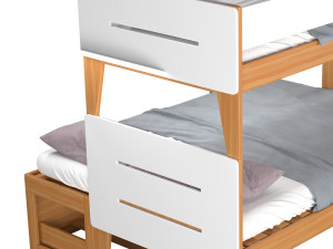 Irvine Single-Over-Double Rubberwood Bunk Bed 3D-Modell