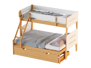 Irvine Single-Over-Double Rubberwood Bunk Bed 3D-Modell