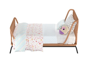 Rattan Kids Twin Bed 3D मॉडल