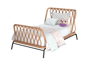 Cama de solteiro infantil em vime Modelo 3D