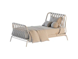 Cama de solteiro infantil em vime Modelo 3D