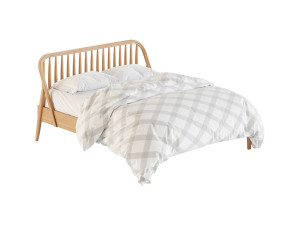 Bodie Oak Wood Spindle Kids Queen Bed Model 3D