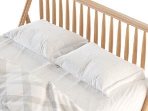 Bodie Oak Wood Spindle Kids Queen Bed Model 3D