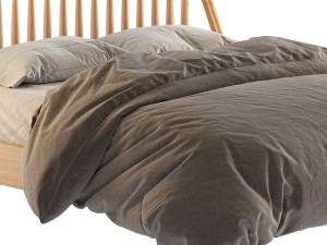 Bodie Oak Wood Spindle Kids Queen Bed Model 3D
