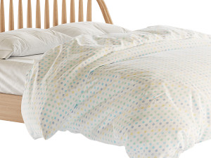 Bodie Oak Wood Spindle Kids Queen Bed Model 3D