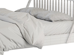 Bodie Oak Wood Spindle Kids Queen Bed Model 3D