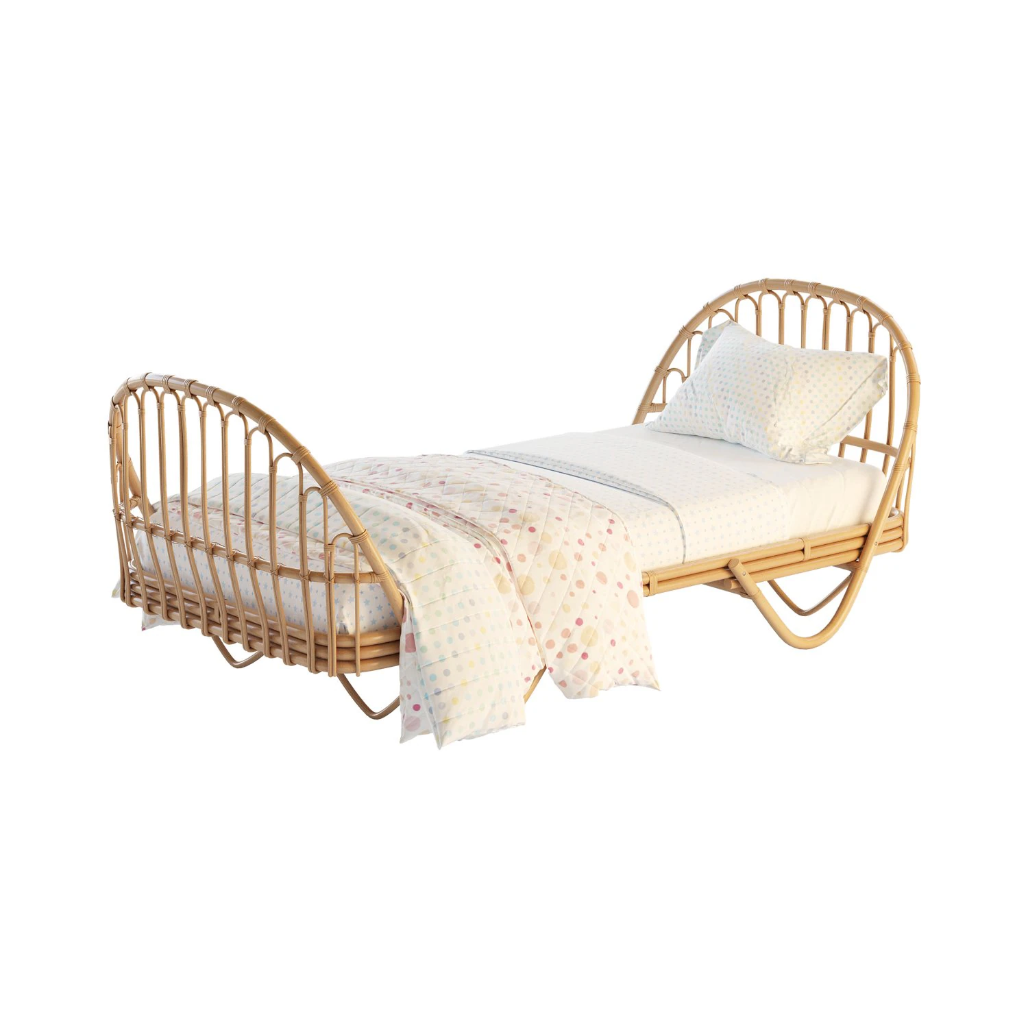Malu Vintage Rattan Bed 3D Model .c4d .max .obj .3ds .fbx .stl .blend 