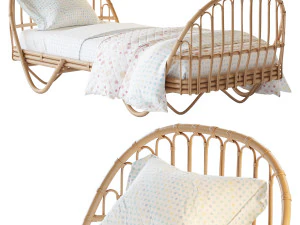 Malu Vintage Rattan Bed 3D Model