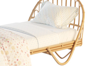 Malu Vintage Rattan Bed 3Dモデル