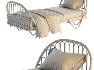 Malu Vintage Rattan Bed 3D Model