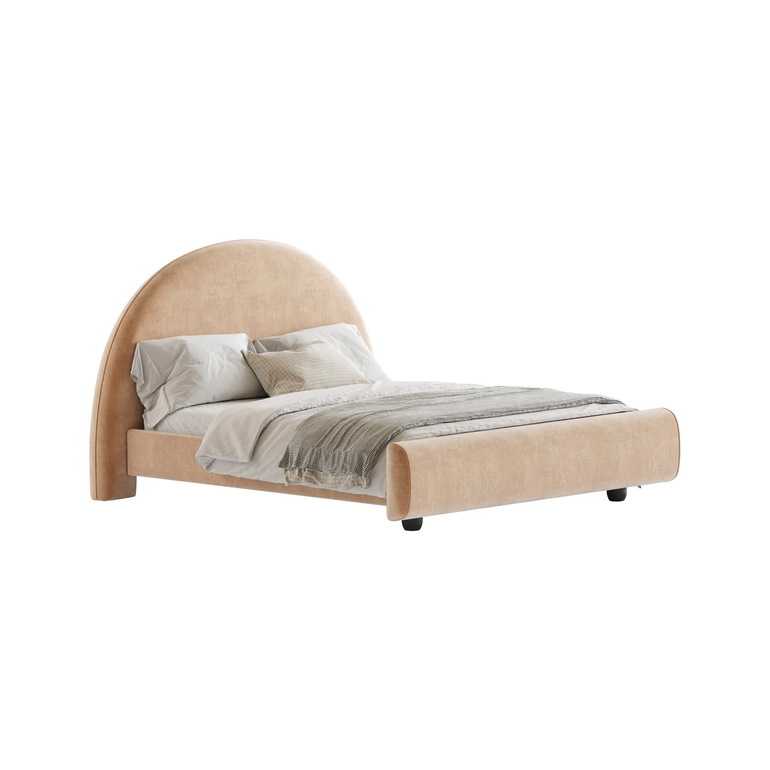 Desirae Flannelette Round Shaped Headboard Bed Frame King 3D Model .c4d .max .obj .3ds .fbx .stl .blend 