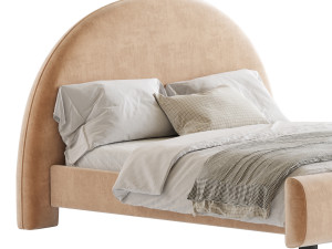 Desirae Flannelette Round Shaped Headboard Bed Frame King Modelo 3D