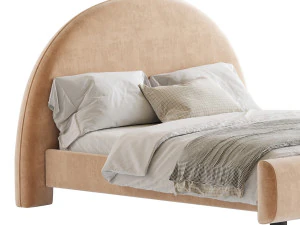 Desirae Flannelette Round Shaped Headboard Bed Frame King 3D Model