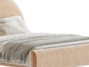 Desirae Flannelette Round Shaped Headboard Bed Frame King 3D Model