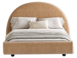 Desirae Flannelette Round Shaped Headboard Bed Frame King Modelo 3D