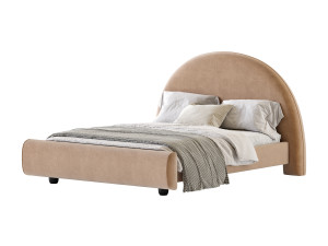 Desirae Flannelette Round Shaped Headboard Bed Frame King Modelo 3D