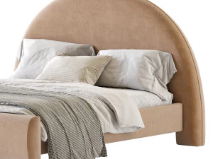 Desirae Flannelette Round Shaped Headboard Bed Frame King 3D Model