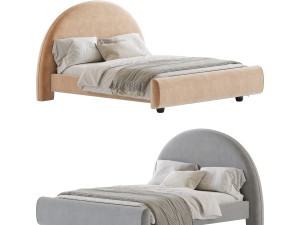 Desirae Flannelette Round Shaped Headboard Bed Frame King Modelo 3D