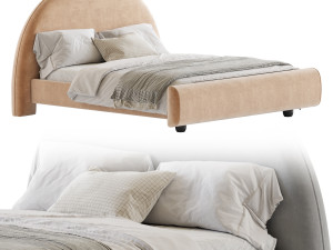Desirae Flannelette Round Shaped Headboard Bed Frame King Modelo 3D