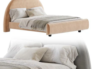 Desirae Flannelette Round Shaped Headboard Bed Frame King 3D Model