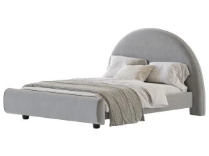 Desirae Flannelette Round Shaped Headboard Bed Frame King 3D Model