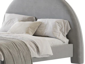 Desirae Flannelette Round Shaped Headboard Bed Frame King 3D Model